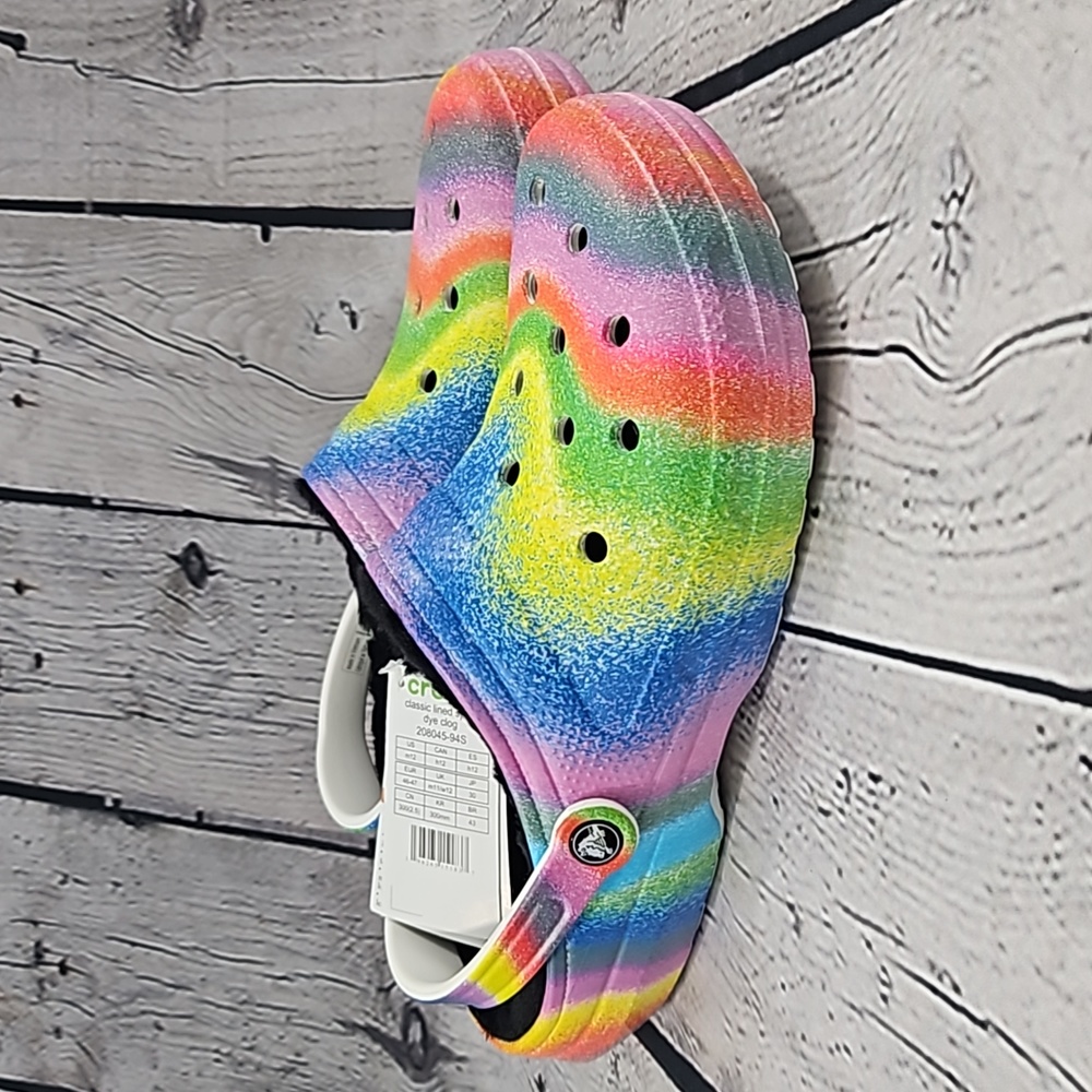 Crocs Classic Lined Spray Dye Men's Multi-Color Clogs Size 12
